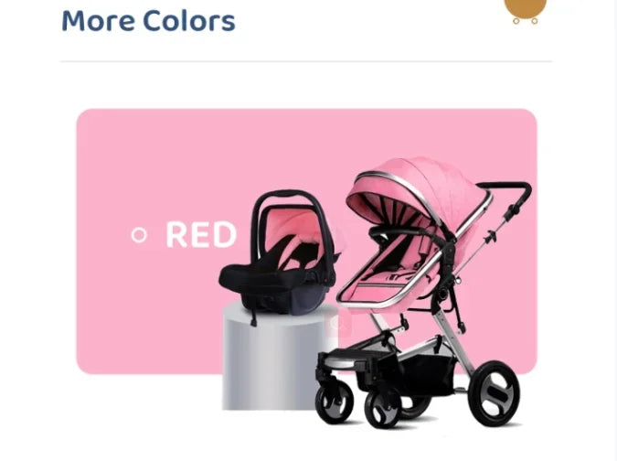 Aluminum stroller with carrycot and car seat baby pushchair 3 in 1