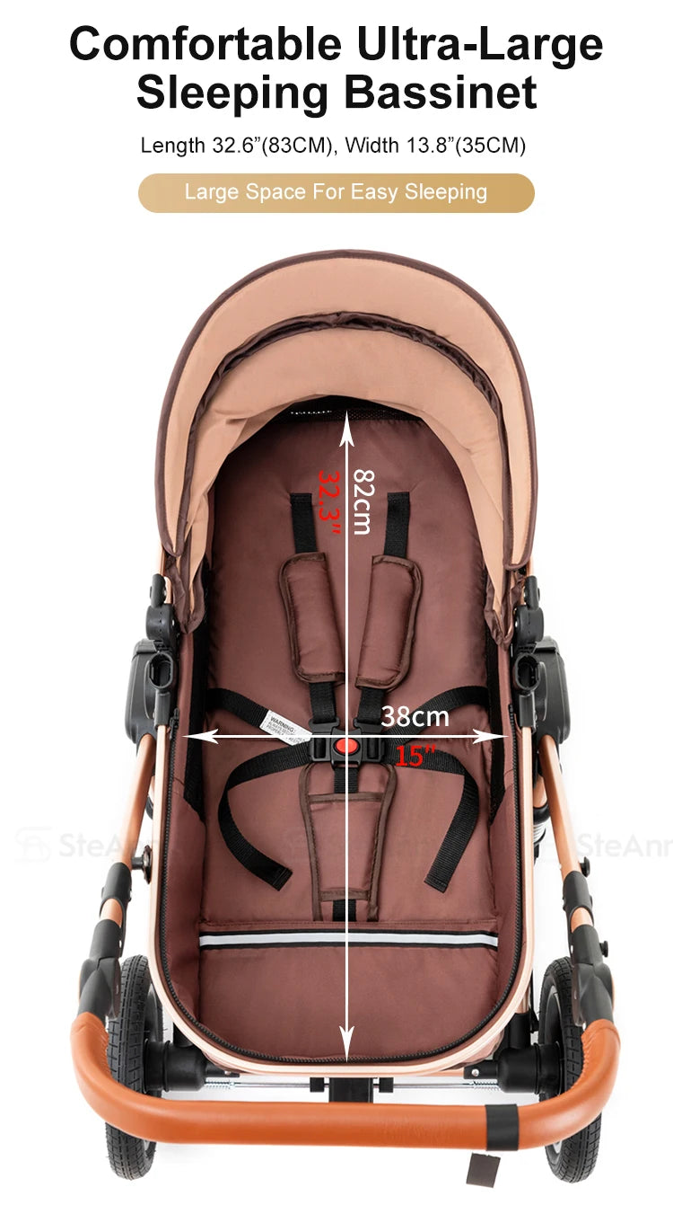 3-in-1 Baby Stroller Travel System with ISOFIX Base