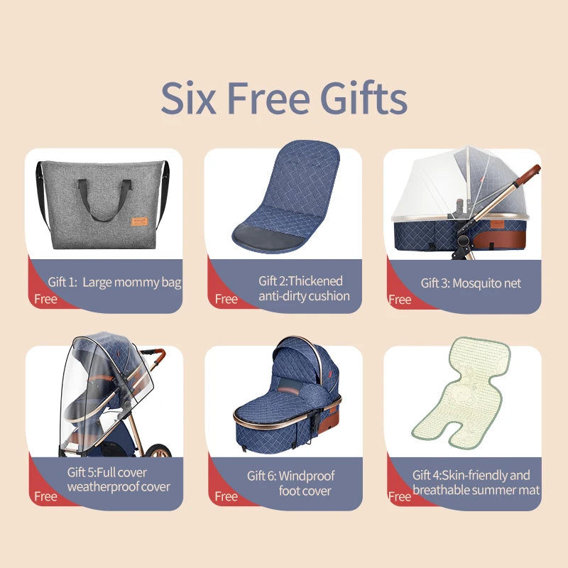 3-in-1 High Landscape Baby Stroller for Newborns