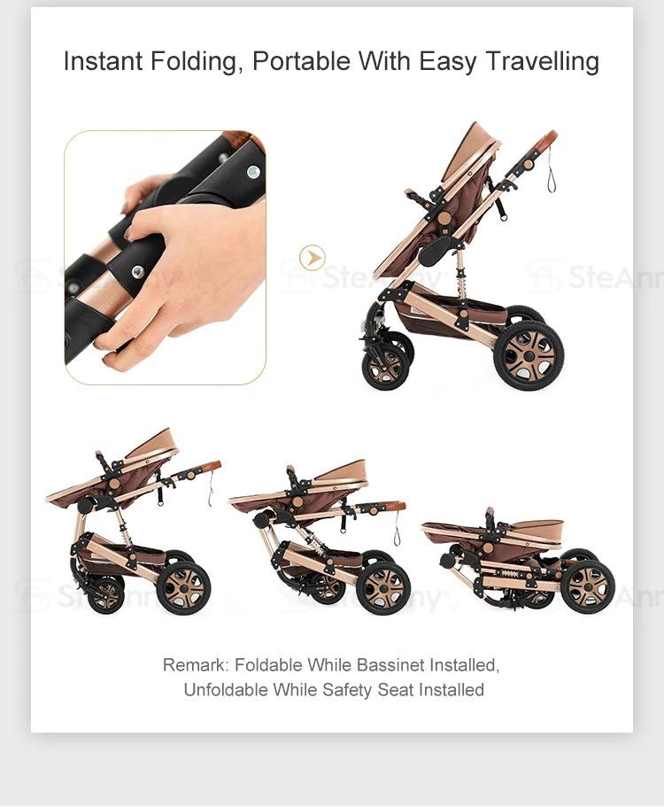 3-in-1 Baby Stroller Travel System with ISOFIX Base