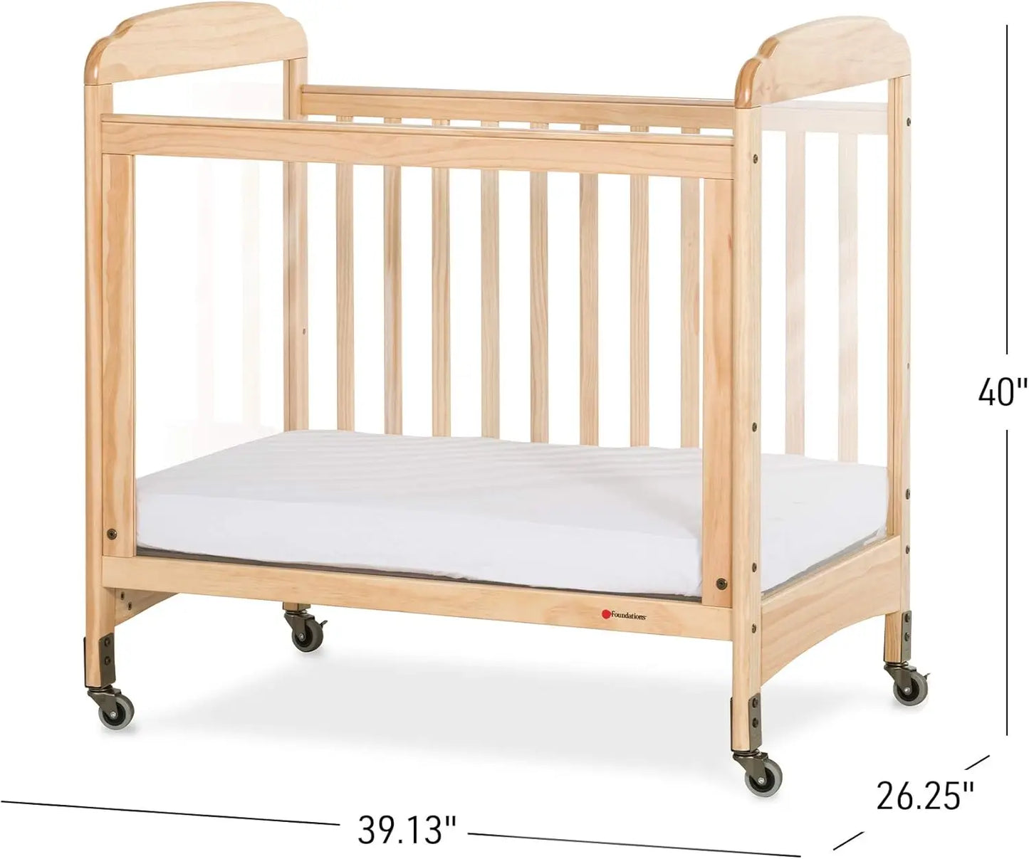 Serenity 3-Panel ClearView Compact Crib, Fixed-Side, Natural Wood