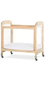 Serenity 3-Panel ClearView Compact Crib, Fixed-Side, Natural Wood