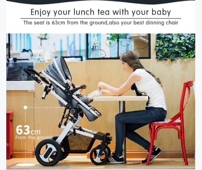Aluminum stroller with carrycot and car seat baby pushchair 3 in 1