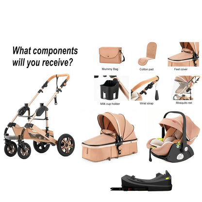 3-in-1 Baby Stroller Travel System with ISOFIX Base