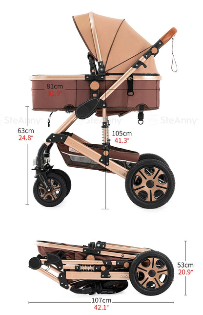 3-in-1 Baby Stroller Travel System with ISOFIX Base