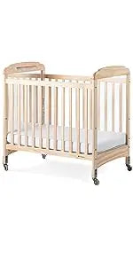 Compact Clearview Daycare Crib - Durable Wood Construction with Fixed Sides, Clear End Panels, and Non-Marking Casters (2 Locking)