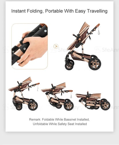 3-in-1 Baby Stroller Travel System with ISOFIX Base
