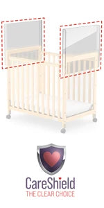 Compact Clearview Daycare Crib - Durable Wood Construction with Fixed Sides, Clear End Panels, and Non-Marking Casters (2 Locking)