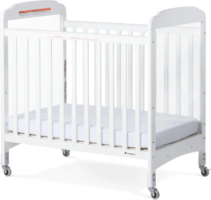 Compact Clearview Daycare Crib - Durable Wood Construction with Fixed Sides, Clear End Panels, and Non-Marking Casters (2 Locking)