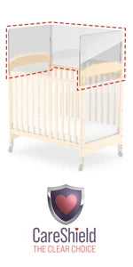 Compact Clearview Daycare Crib - Durable Wood Construction with Fixed Sides, Clear End Panels, and Non-Marking Casters (2 Locking)