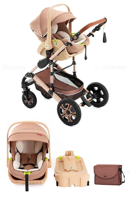 3-in-1 Baby Stroller Travel System with ISOFIX Base