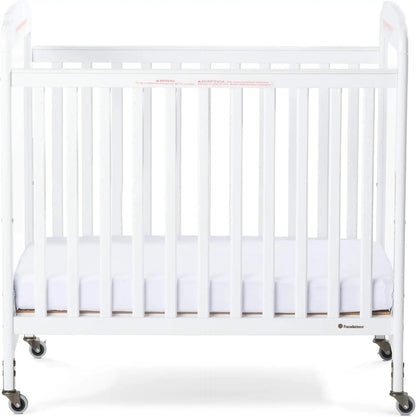 Compact Clearview Daycare Crib - Durable Wood Construction with Fixed Sides, Clear End Panels, and Non-Marking Casters (2 Locking)