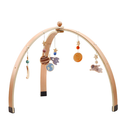 Wooden Baby Play Gym Set - Fitness Rack with Activity Pendants, Mobile Crib Hanger, and Room Decor - Perfect Newborn Gift