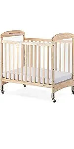 Compact Clearview Daycare Crib - Durable Wood Construction with Fixed Sides, Clear End Panels, and Non-Marking Casters (2 Locking)