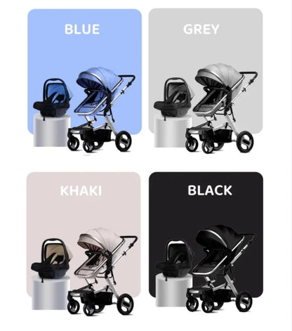 Aluminum stroller with carrycot and car seat  baby pushchair 3 in 1