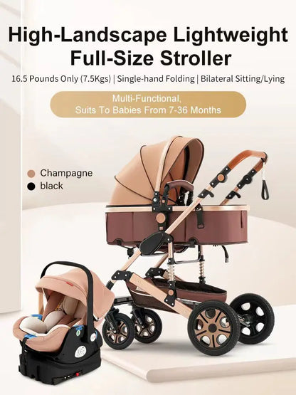 3-in-1 Baby Stroller Travel System with ISOFIX Base